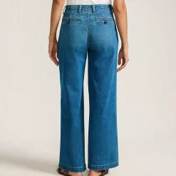 Women's Mid Rise Denim Wide Leg Ankle Jeans