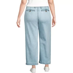 Women's Mid Rise Denim Wide Leg Ankle Jeans