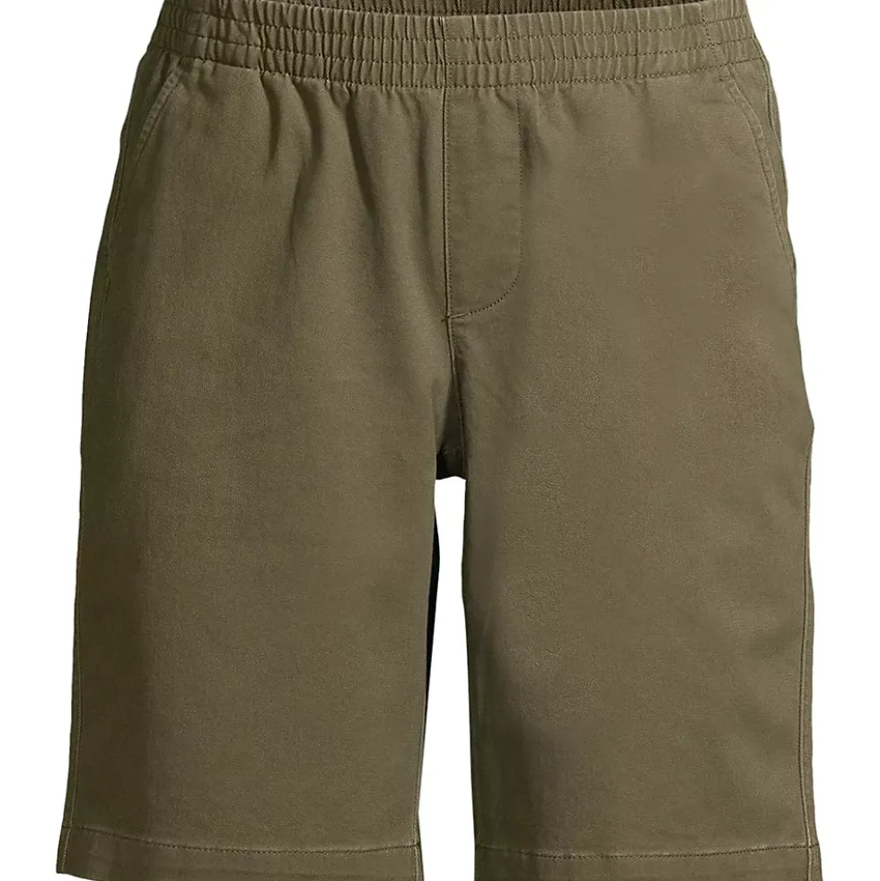 Women's Mid Rise Elastic Waist Pull On 10" Chino Bermuda Shorts