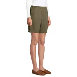 Women's Mid Rise Elastic Waist Pull On 10" Chino Bermuda Shorts