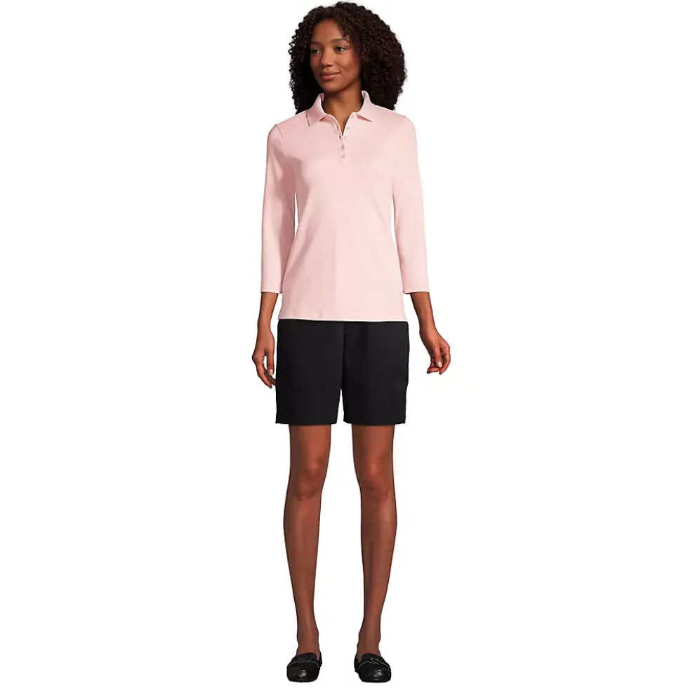 Women's Mid Rise Elastic Waist Pull On 10" Chino Bermuda Shorts