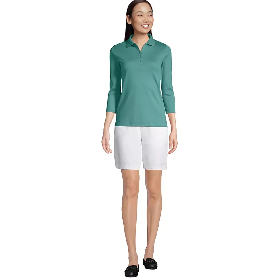 Women's Mid Rise Elastic Waist Pull On 10" Chino Bermuda Shorts