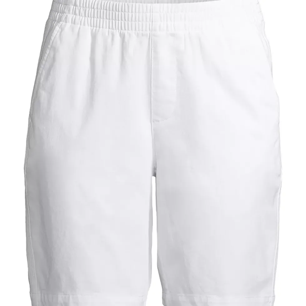 Women's Mid Rise Elastic Waist Pull On 10" Chino Bermuda Shorts