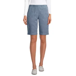 Women's Mid Rise Elastic Waist Pull On 12" Chino Bermuda Shorts