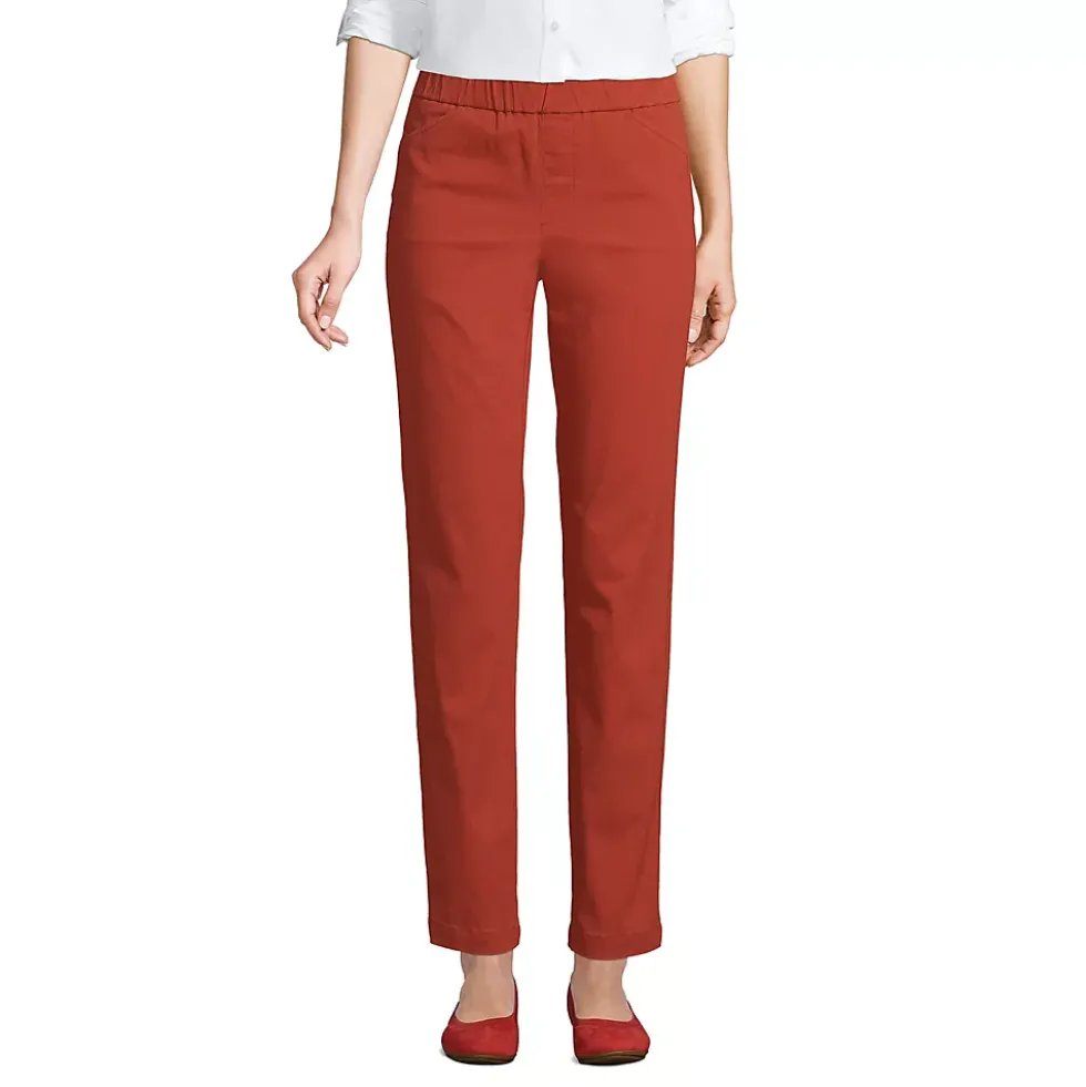 Women's Mid Rise Pull On Chino Ankle Pants
