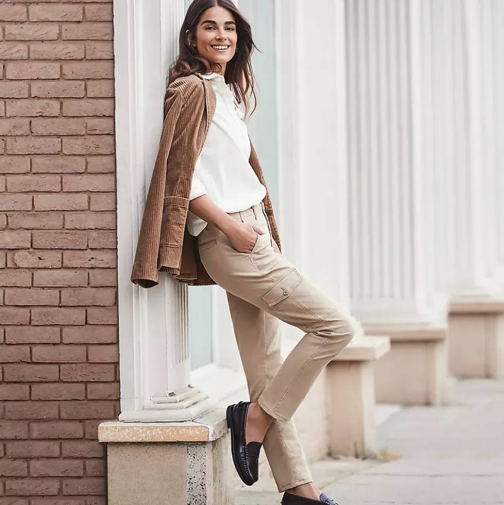 Women's Mid Rise Slim Cargo Chino Pants