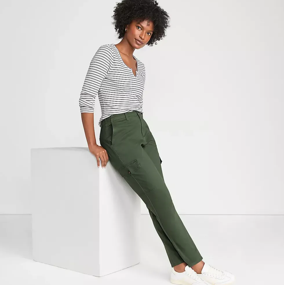 Women's Mid Rise Slim Cargo Chino Pants