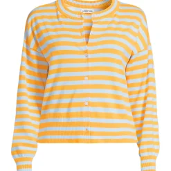 Women's Modern Length Fine Gauge Crew Neck Cardigan Sweater