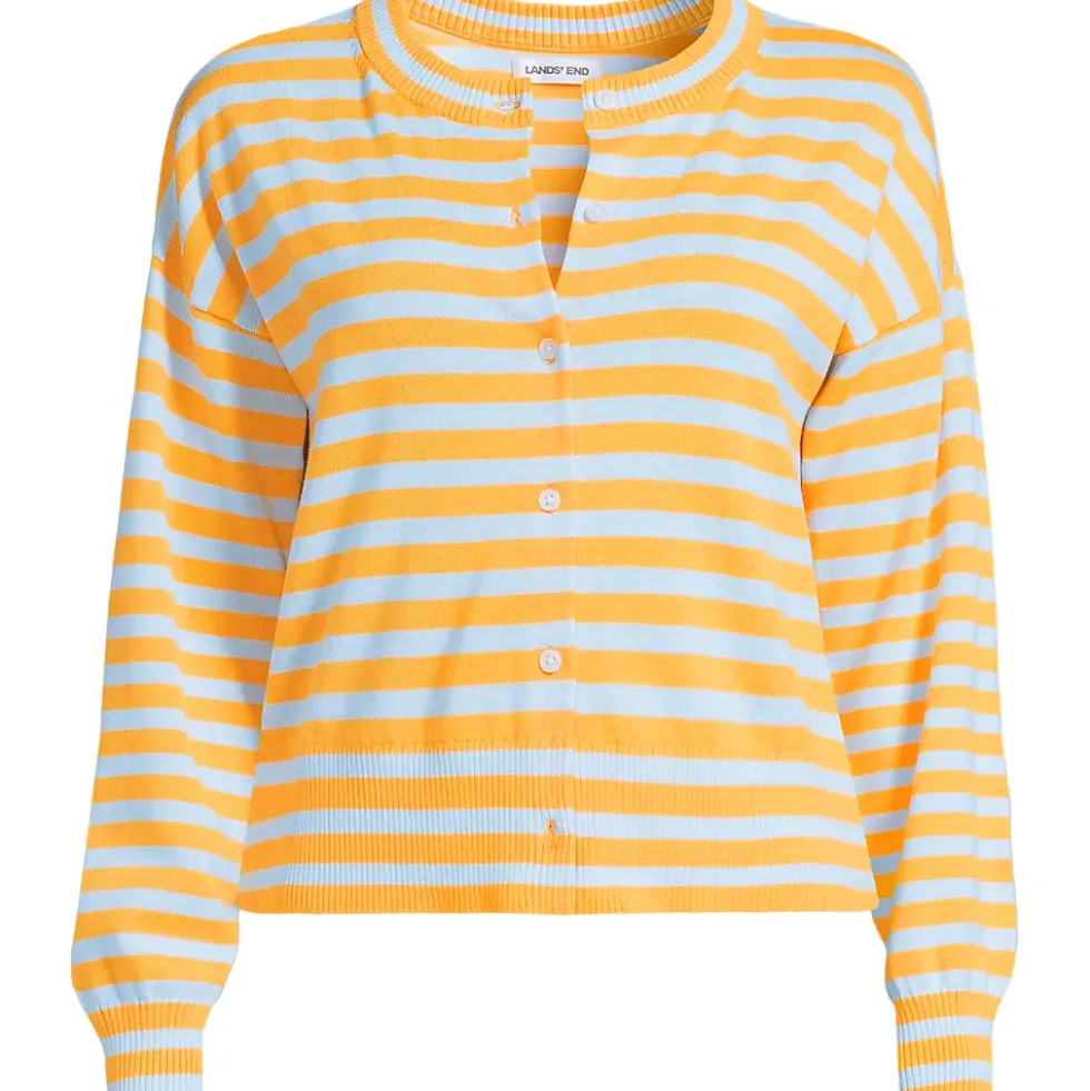 Women's Modern Length Fine Gauge Crew Neck Cardigan Sweater