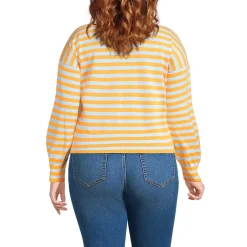 Women's Modern Length Fine Gauge Crew Neck Cardigan Sweater