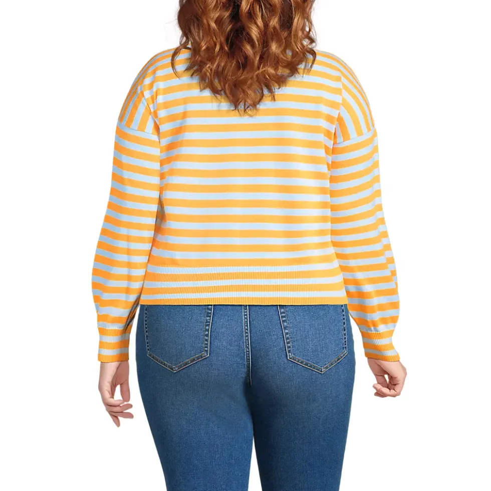 Women's Modern Length Fine Gauge Crew Neck Cardigan Sweater