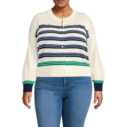 Women's Modern Length Fine Gauge Crew Neck Cardigan Sweater