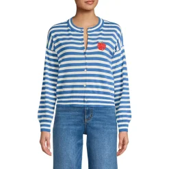 Women's Modern Length Fine Gauge Crew Neck Cardigan Sweater
