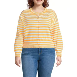 Women's Modern Length Fine Gauge Crew Neck Cardigan Sweater