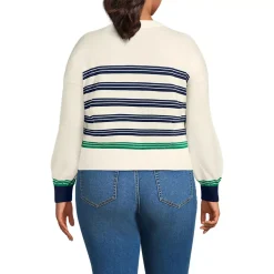 Women's Modern Length Fine Gauge Crew Neck Cardigan Sweater