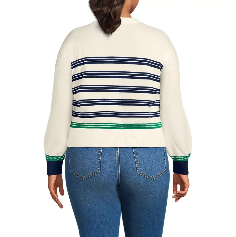 Women's Modern Length Fine Gauge Crew Neck Cardigan Sweater