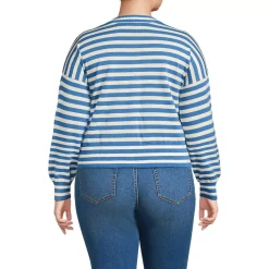 Women's Modern Length Fine Gauge Crew Neck Cardigan Sweater