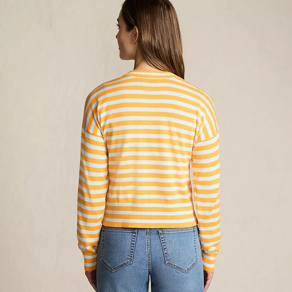 Women's Modern Length Fine Gauge Crew Neck Cardigan Sweater