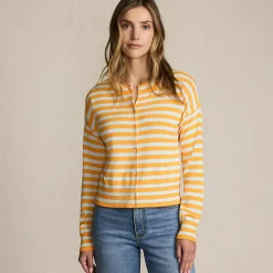 Women's Modern Length Fine Gauge Crew Neck Cardigan Sweater
