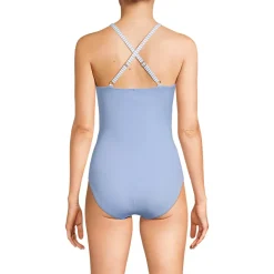 Women's New SlenderSuit Pleated Low Leg One Piece Swimsuit