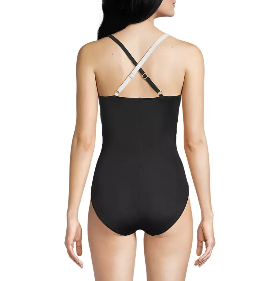 Women's New SlenderSuit Pleated Low Leg One Piece Swimsuit