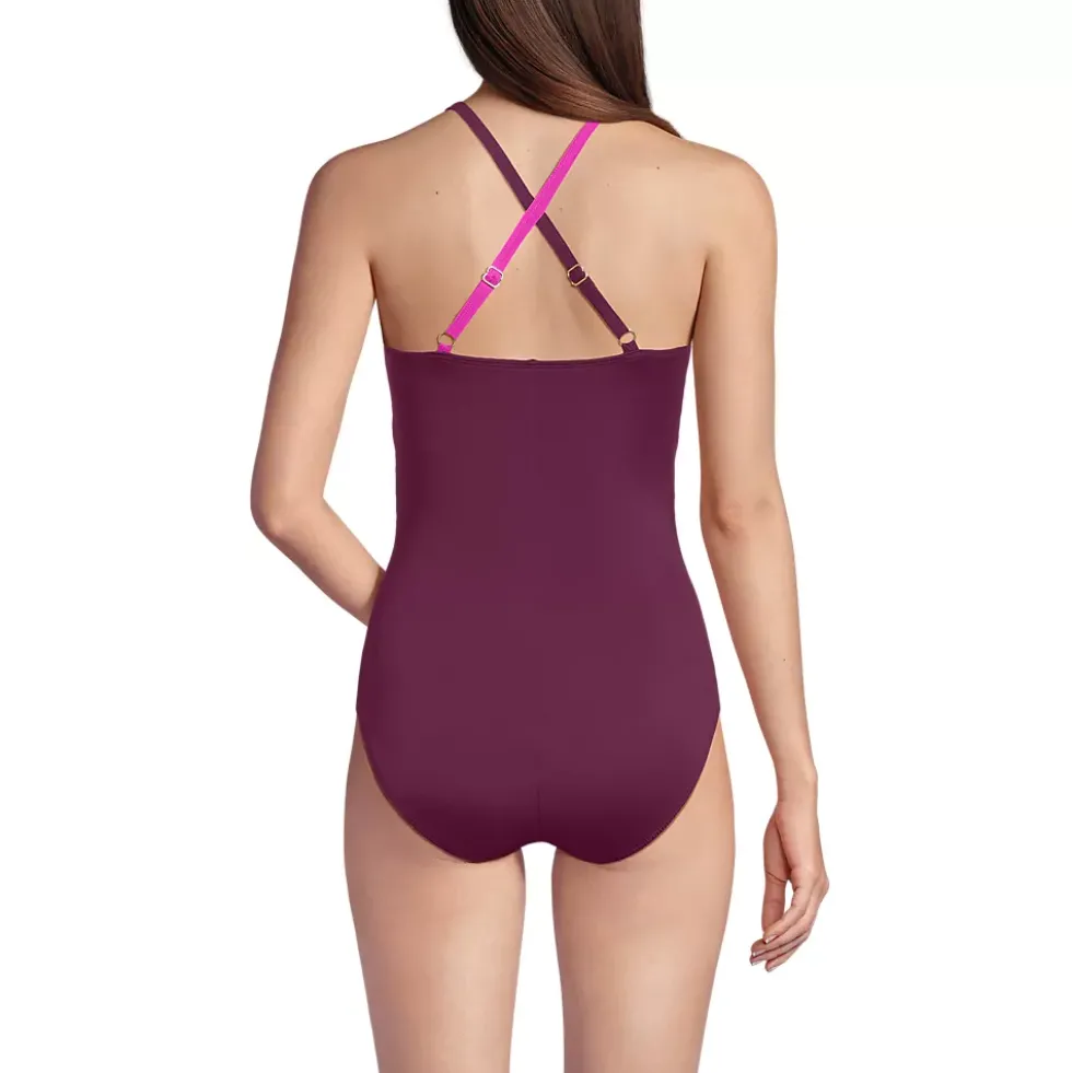 Women's New SlenderSuit Pleated Low Leg One Piece Swimsuit