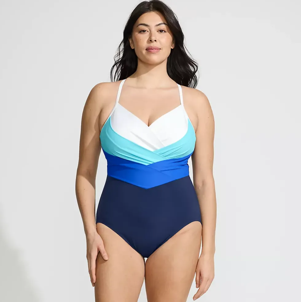 Women's New SlenderSuit Pleated Low Leg One Piece Swimsuit