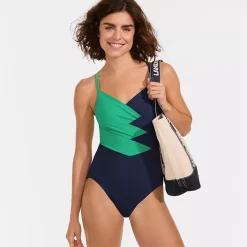 Women's New SlenderSuit Pleated Low Leg One Piece Swimsuit