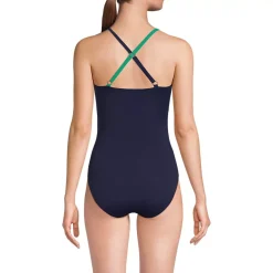 Women's New SlenderSuit Pleated Low Leg One Piece Swimsuit