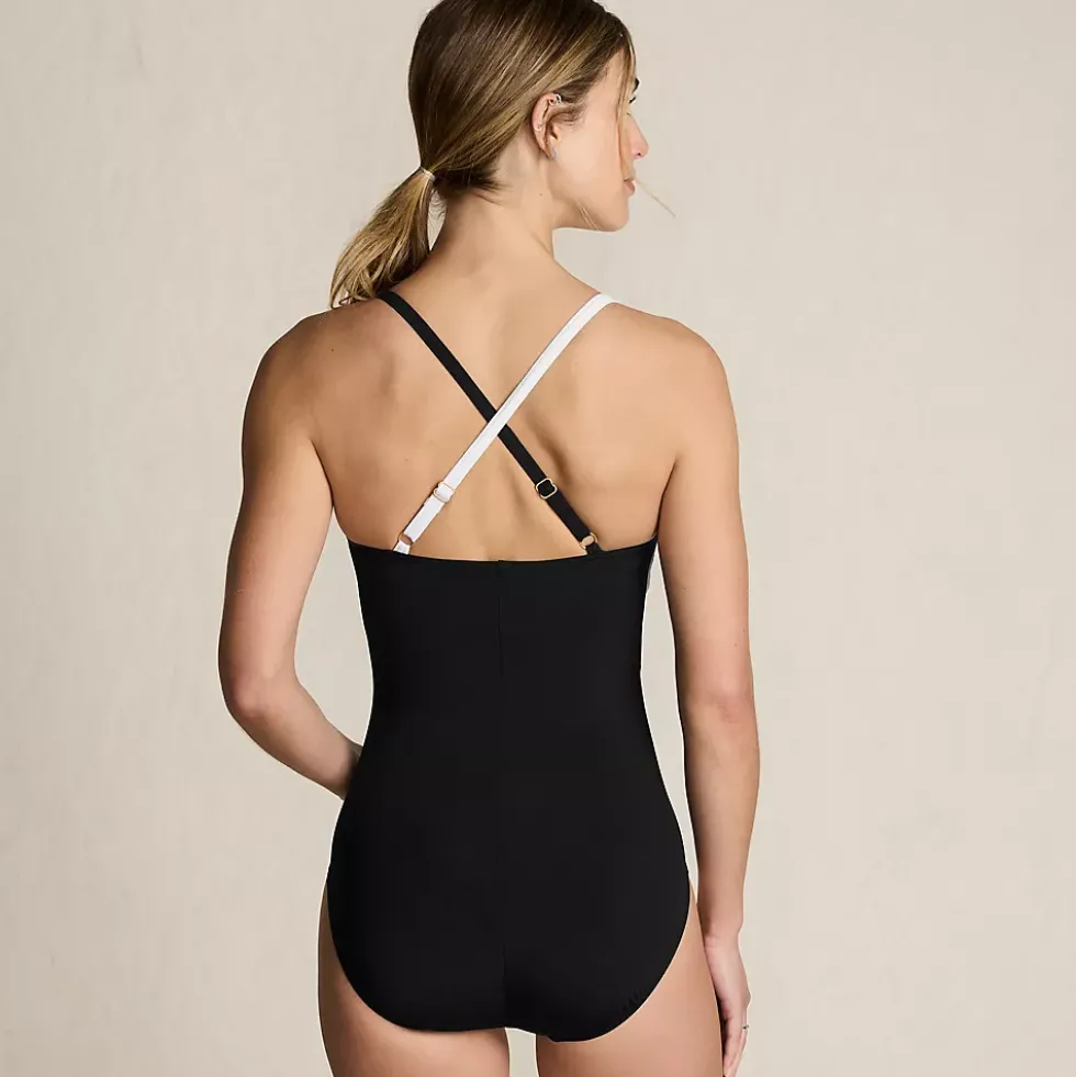 Women's New SlenderSuit Pleated Low Leg One Piece Swimsuit