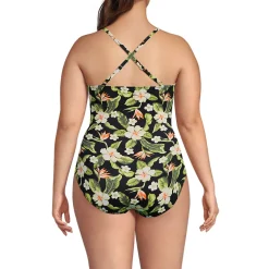 Women's New SlenderSuit Pleated Low Leg One Piece Swimsuit