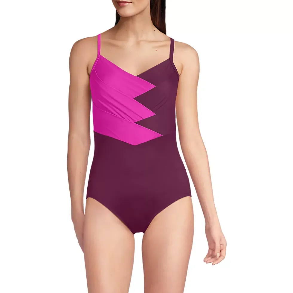 Women's New SlenderSuit Pleated Low Leg One Piece Swimsuit