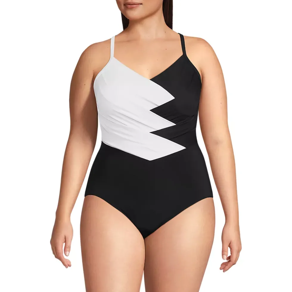 Women's New SlenderSuit Pleated Low Leg One Piece Swimsuit