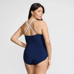 Women's New SlenderSuit Pleated Low Leg One Piece Swimsuit