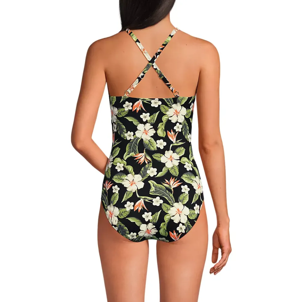 Women's New SlenderSuit Pleated Low Leg One Piece Swimsuit