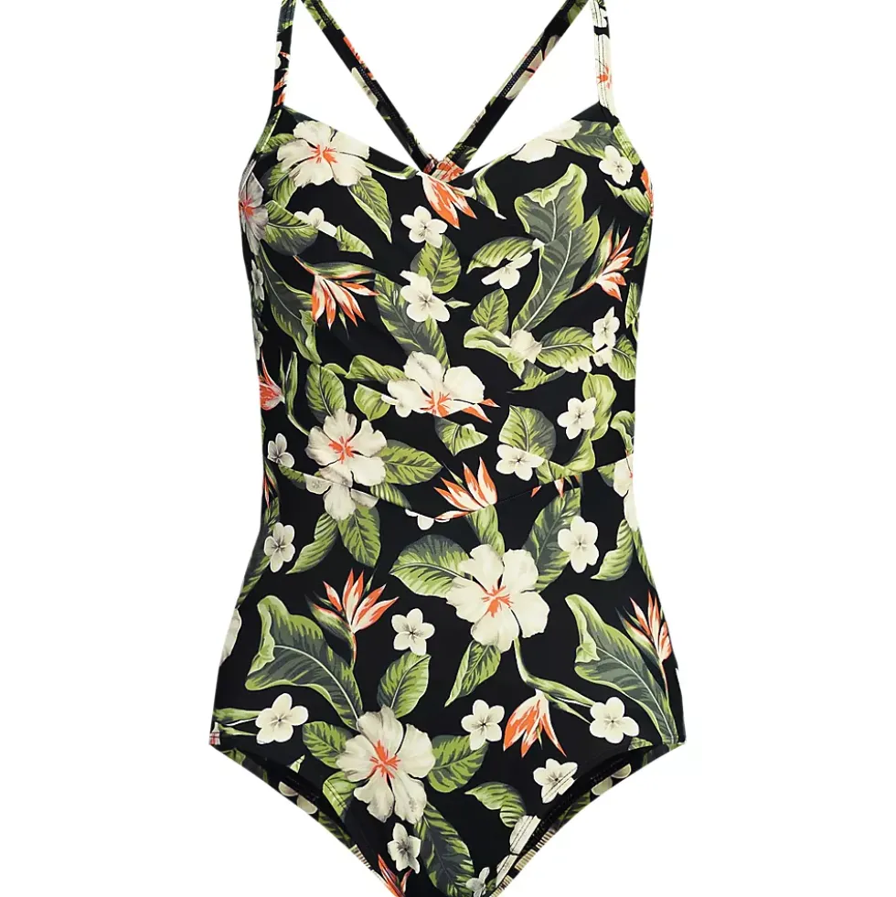 Women's New SlenderSuit Pleated Low Leg One Piece Swimsuit
