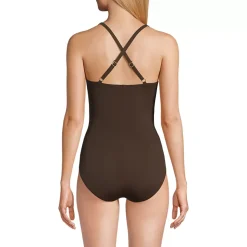 Women's New SlenderSuit Pleated Low Leg One Piece Swimsuit