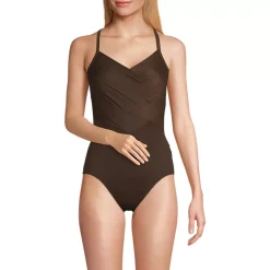 Women's New SlenderSuit Pleated Low Leg One Piece Swimsuit