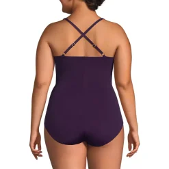 Women's New SlenderSuit Pleated Low Leg One Piece Swimsuit