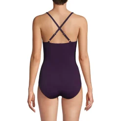 Women's New SlenderSuit Pleated Low Leg One Piece Swimsuit