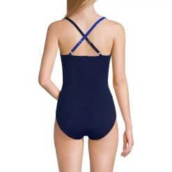 Women's New SlenderSuit Pleated Low Leg One Piece Swimsuit
