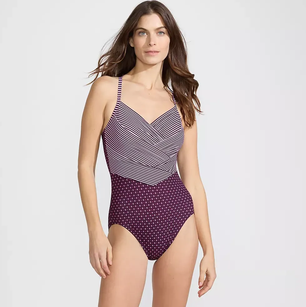 Women's New SlenderSuit Pleated Low Leg One Piece Swimsuit