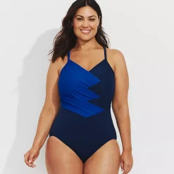 Women's New SlenderSuit Pleated Low Leg One Piece Swimsuit