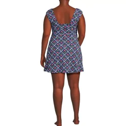 Women's NEW Smoothing Square Neck Ruched Swim Dress Swimsuit