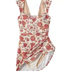 Women's NEW Smoothing Square Neck Ruched Swim Dress Swimsuit