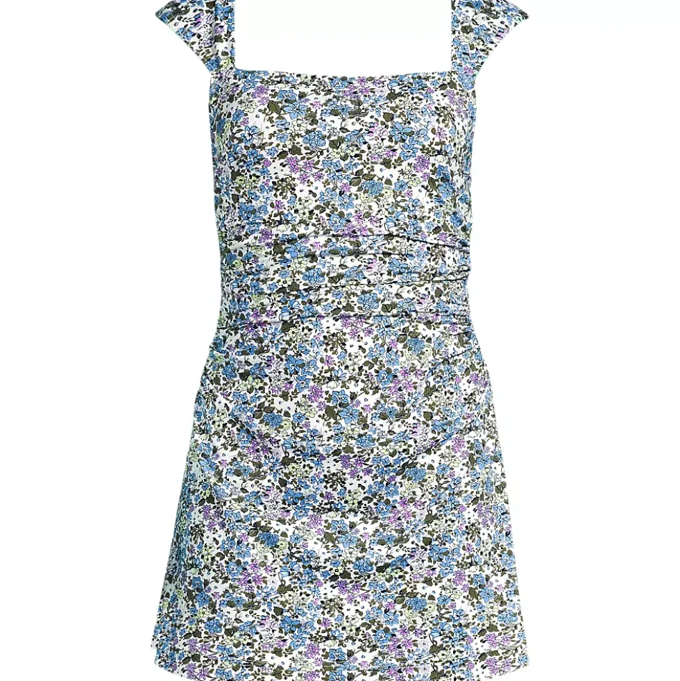 Women's NEW Smoothing Square Neck Ruched Swim Dress Swimsuit
