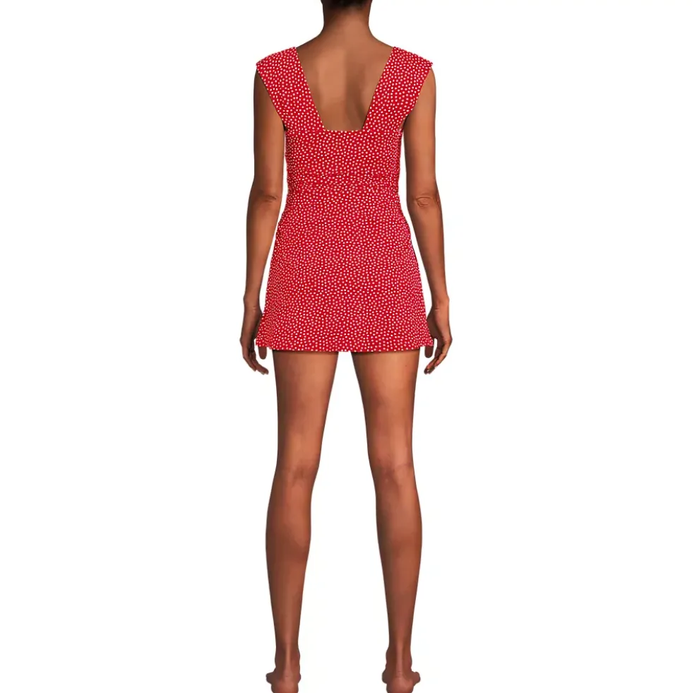 Women's NEW Smoothing Square Neck Ruched Swim Dress Swimsuit