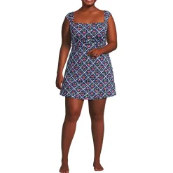 Women's NEW Smoothing Square Neck Ruched Swim Dress Swimsuit