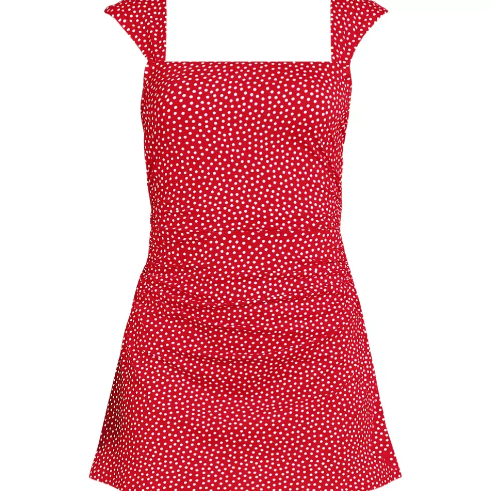 Women's NEW Smoothing Square Neck Ruched Swim Dress Swimsuit