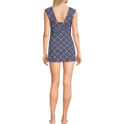 Women's NEW Smoothing Square Neck Ruched Swim Dress Swimsuit